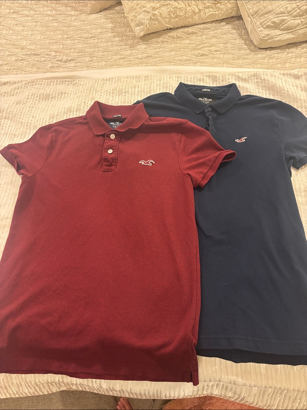 TWO- Hollister Men's Polo Pack — dark red & Navy
